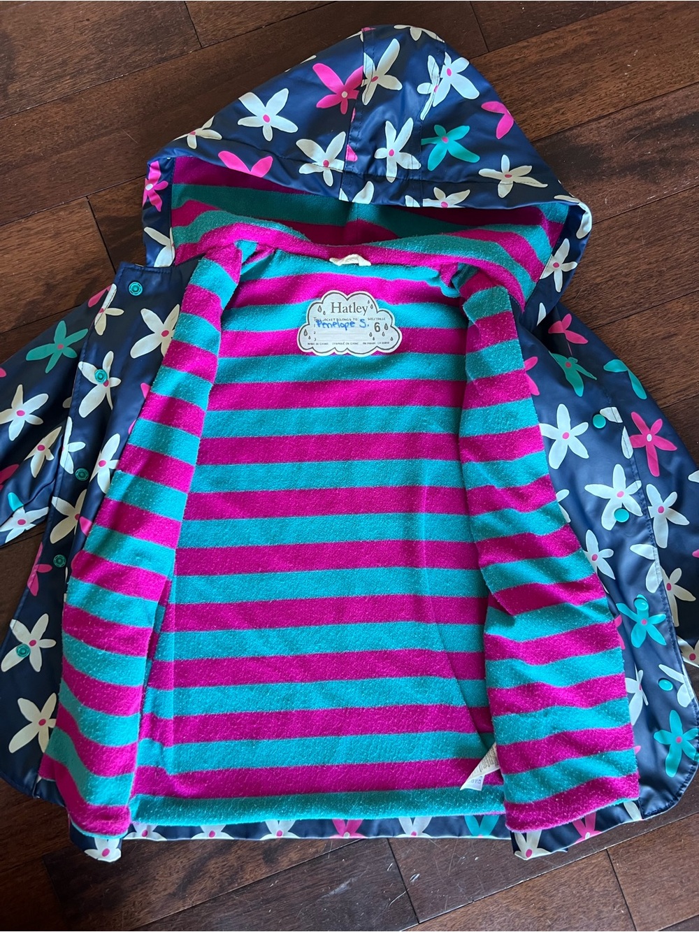Hatley Navy Floral Hooded Kids' Raincoat